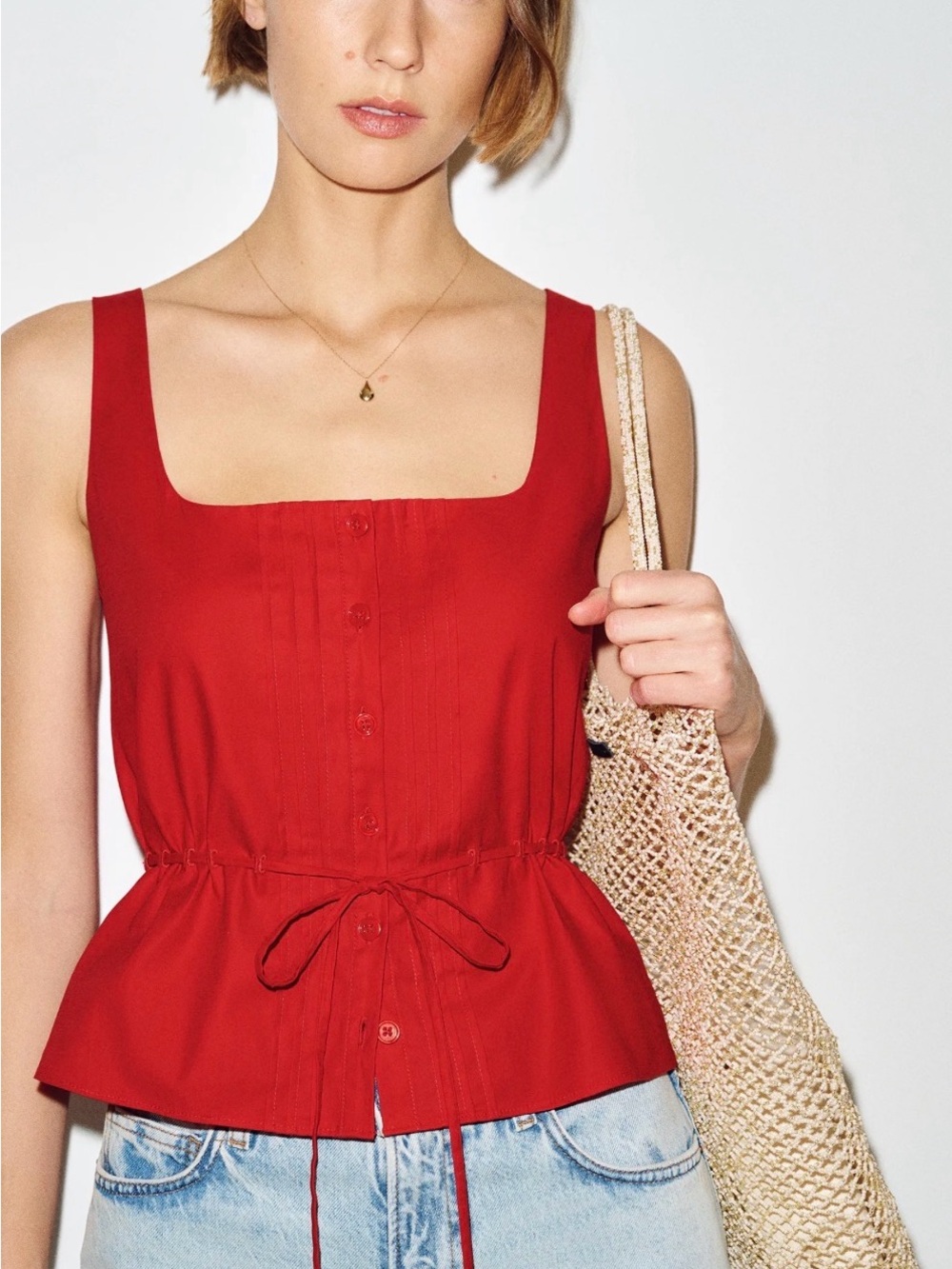 Elowen Reformation top. Red Square-Neck